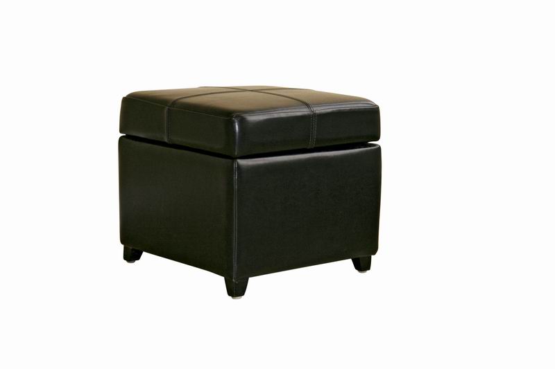 Black Full Leather Storage Cube Ottoman Wholesale Interiors